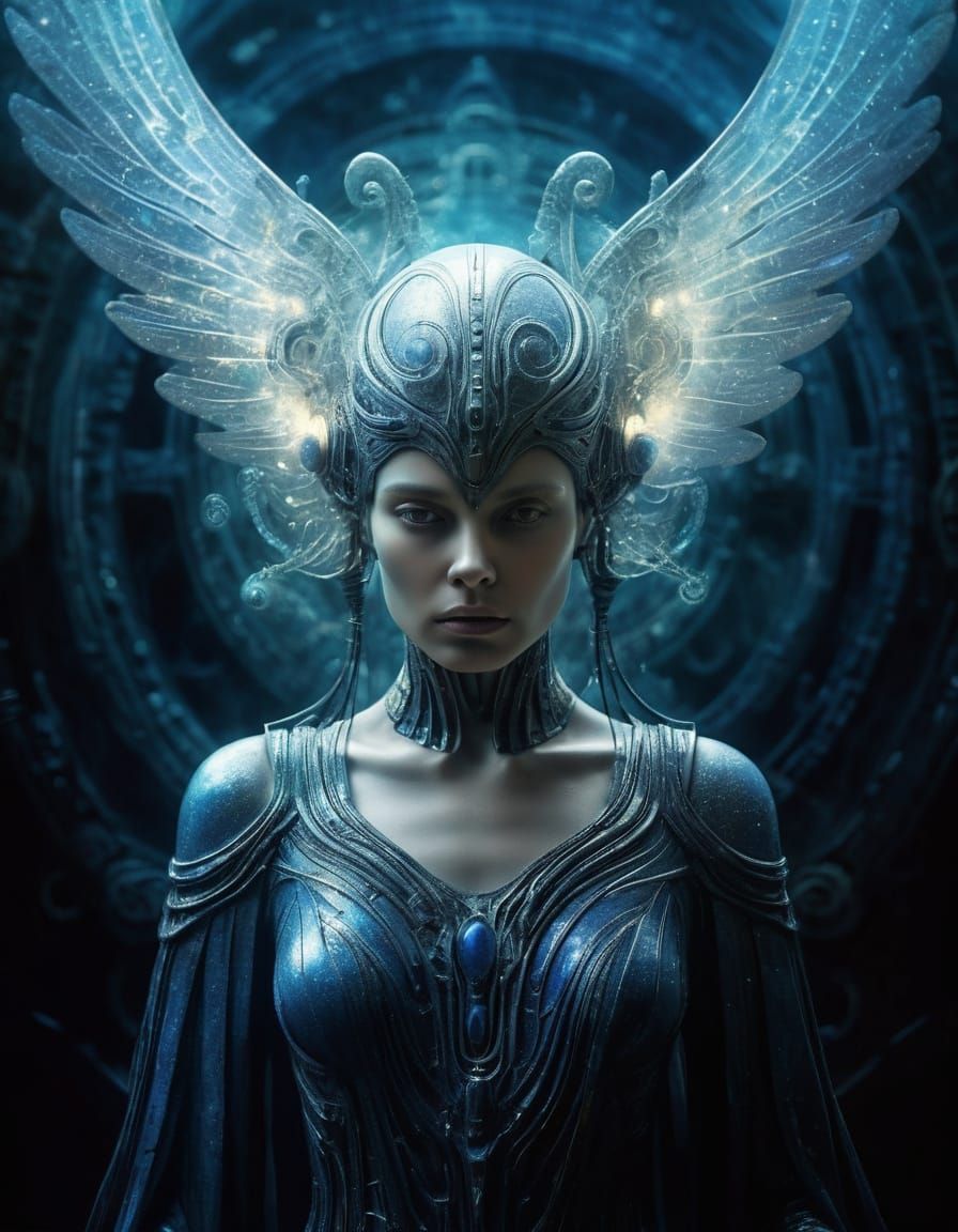 Ethereal Stardust Woman in Art Nouveau Style