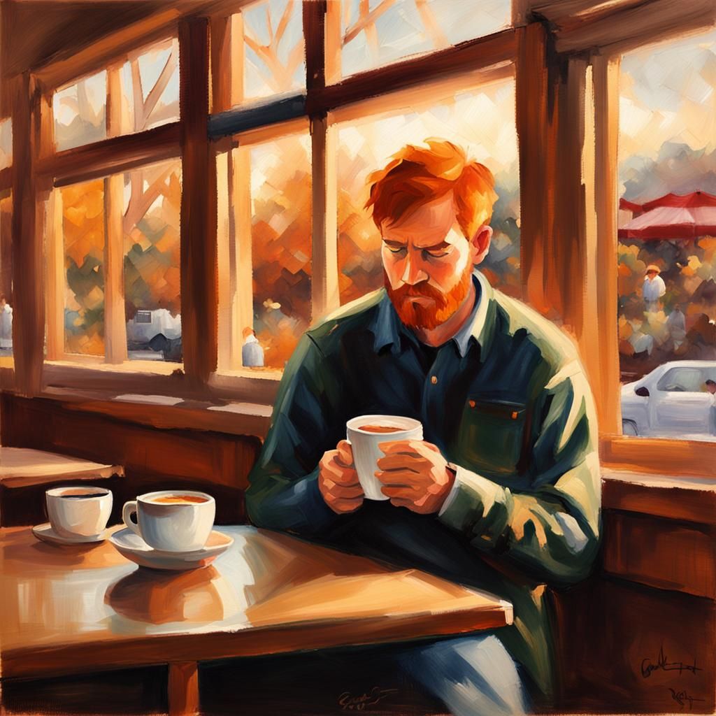 Cozy Coffee Shop Impressionist Painting in Illinois