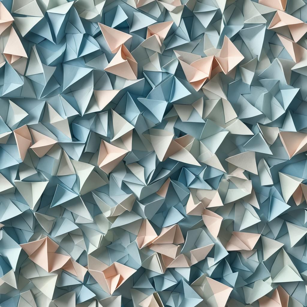Origami Papercraft with Soft Pastel Blue Ombre