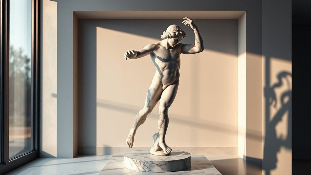 Marble Discobolus Statue in Hyperrealistic Photo