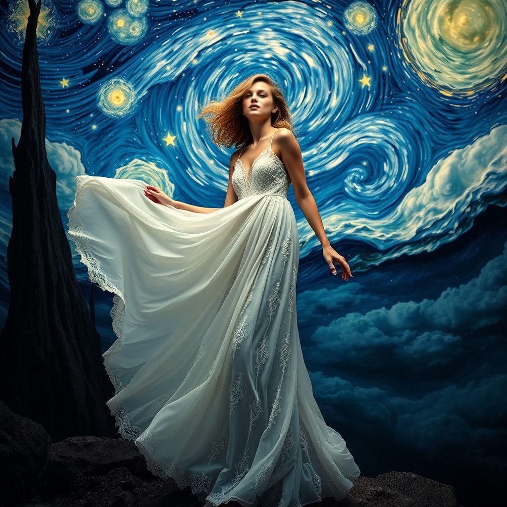 Starry Night Style Nightgown with Tuberose Vanilla
