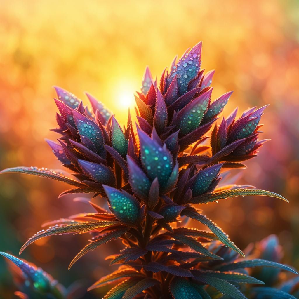 Crystalline Dragon Scale Plant in Morning Sunrise