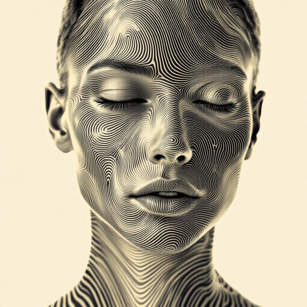 Fractal Face Artwork with Fingerprint Iridescence