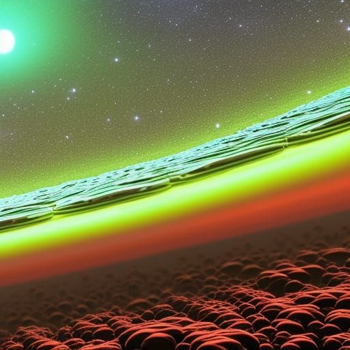 Iridescent Fractal Nanobots in Alien Landscape