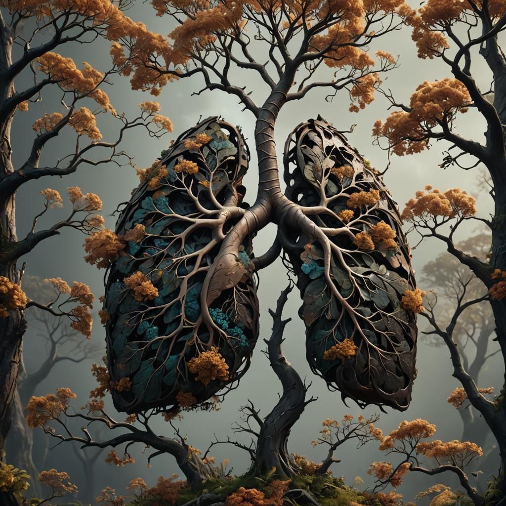 Decaying Lung Trees: Detailed Fantasy Concept Art