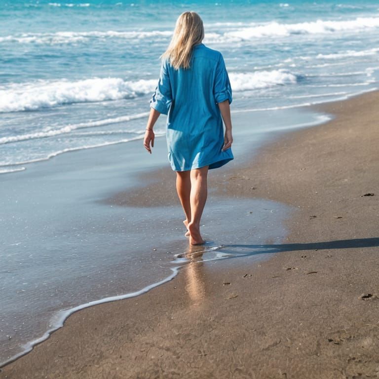 Barefoot Walk on a Sandy Beach