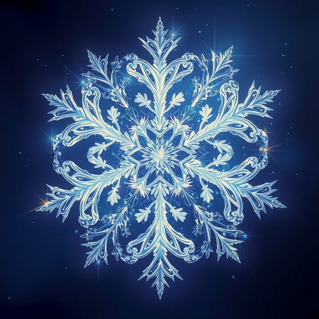 Ethereal Transparent Snowflake with Twisted Details