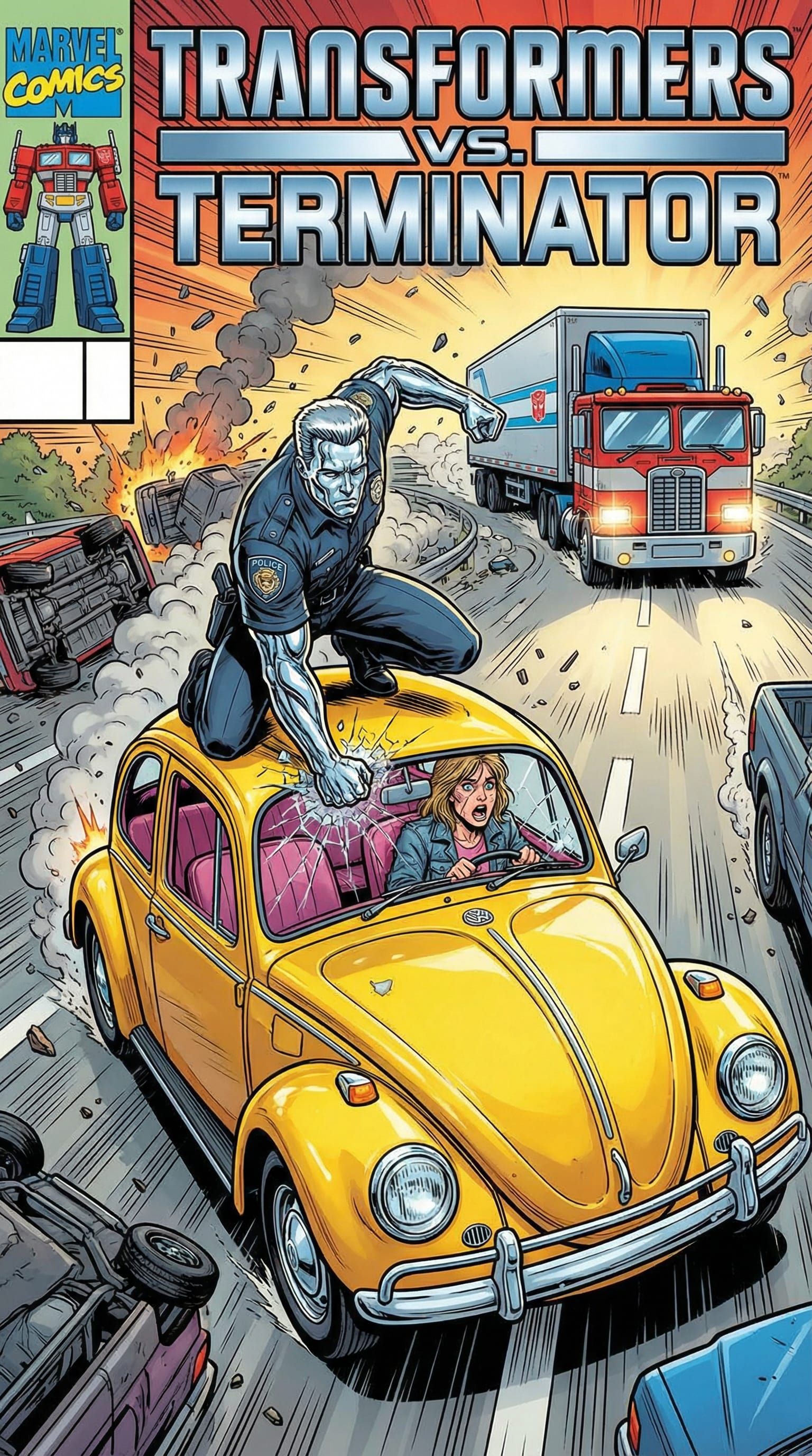 Transformers vs Terminator: Epic Comic Cover Art