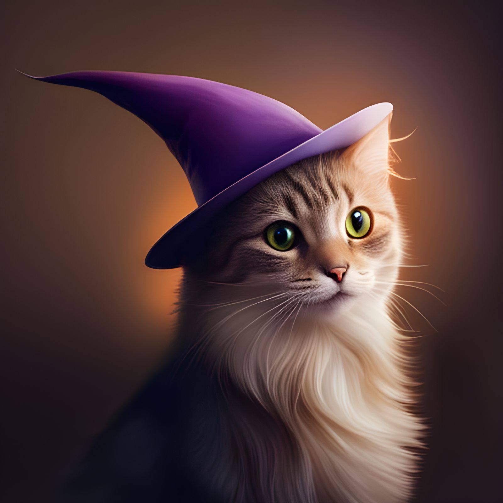 Cute Cat Wizard with Elegant Hat