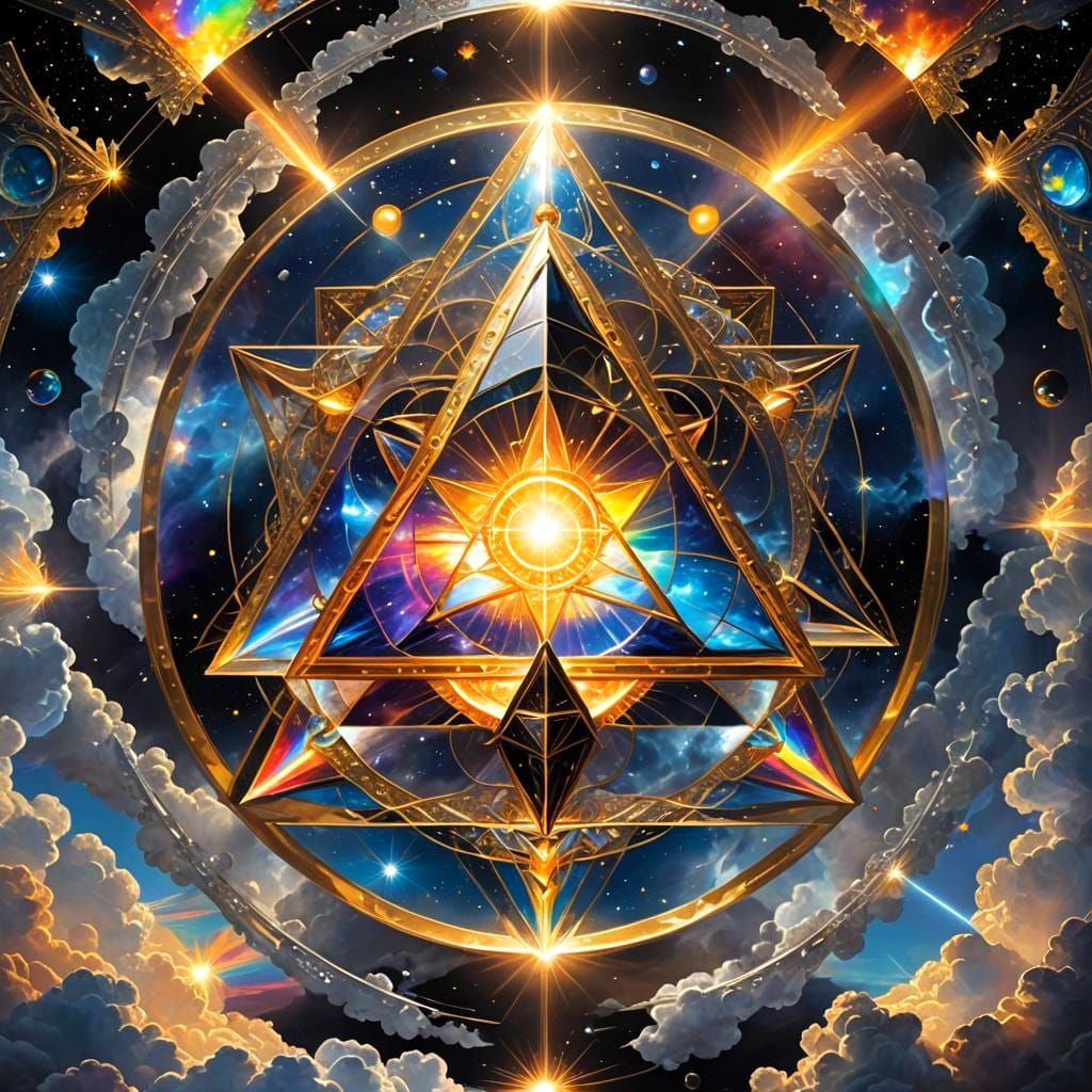 Opalescent Pyramid Lounging on Cloud, Digital Art