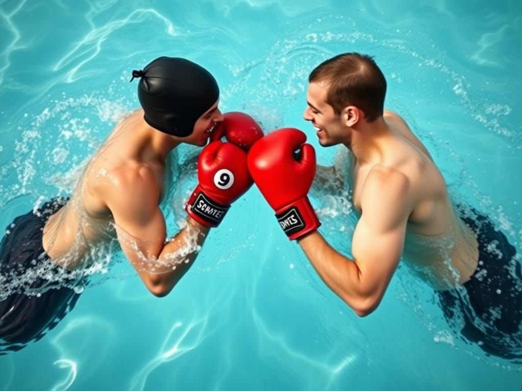 Two Swimmers Engage in Underwater Boxing Showdown