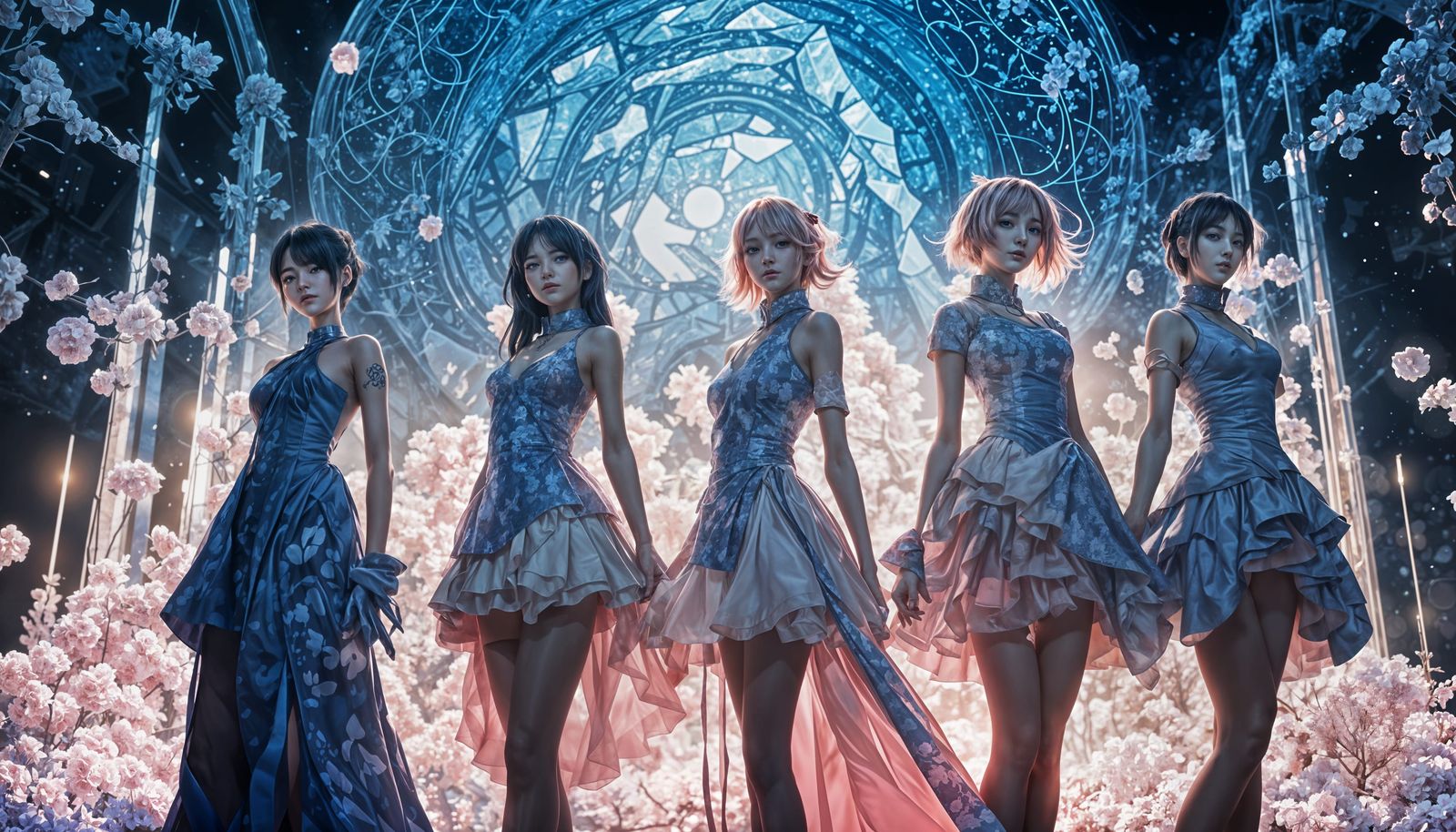 Dreamy Kpop Girl Group Concept Art in Ethereal Aesthetic
