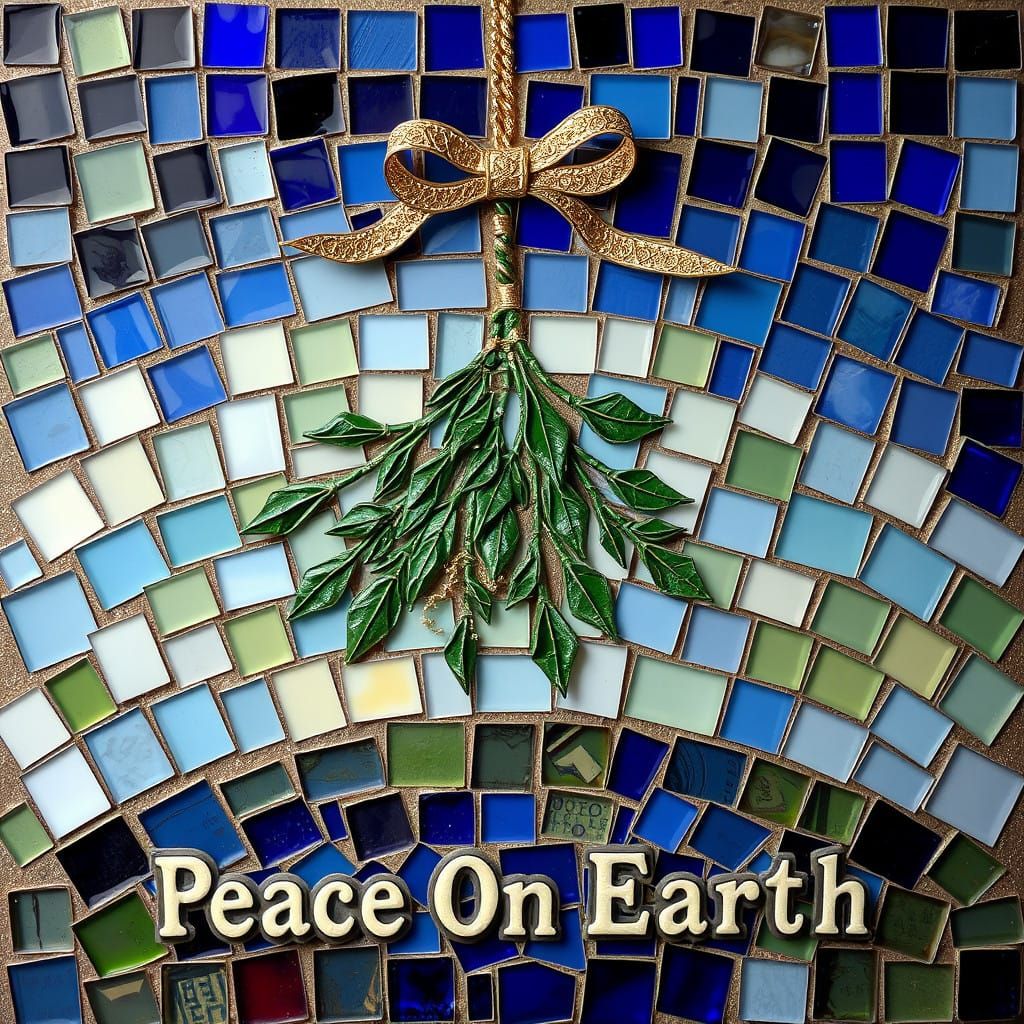 Ethereal Glass Mosaic of Mistletoe above the Earth