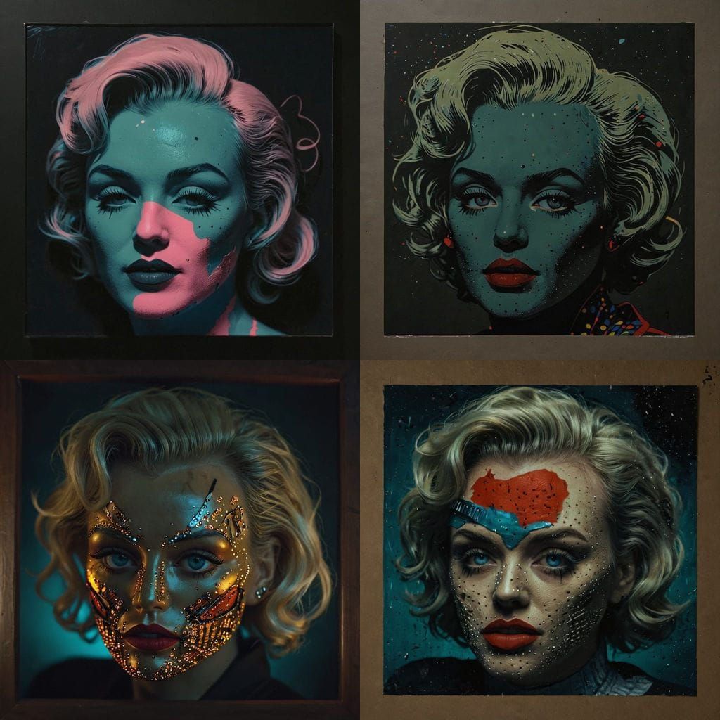 Marilyn Monroe in Hannibal Lecter Mask, Dark Pop Art Style