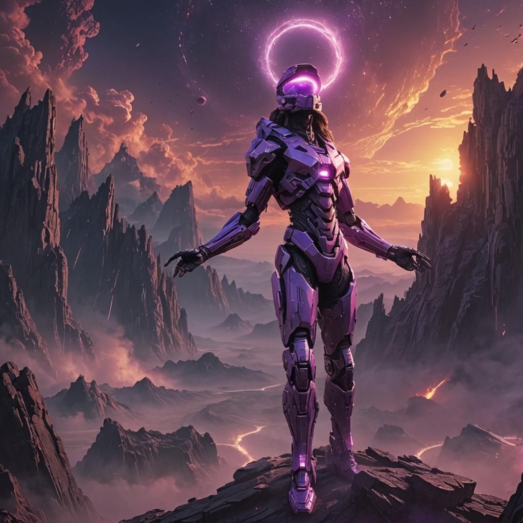 Epic Halo in Purple Haze: 4K Digital Painting