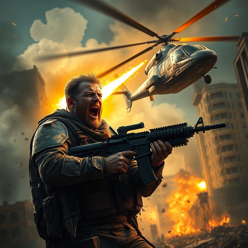 Battle-Hardened Veteran Stands Defiant in Ruined Metropolis