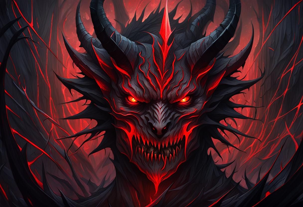 Red-Skinned Demon in Dark Fantasy Style