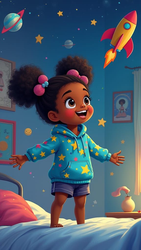 Dreaming of Space: A Joyful Afrofuturist Illustration