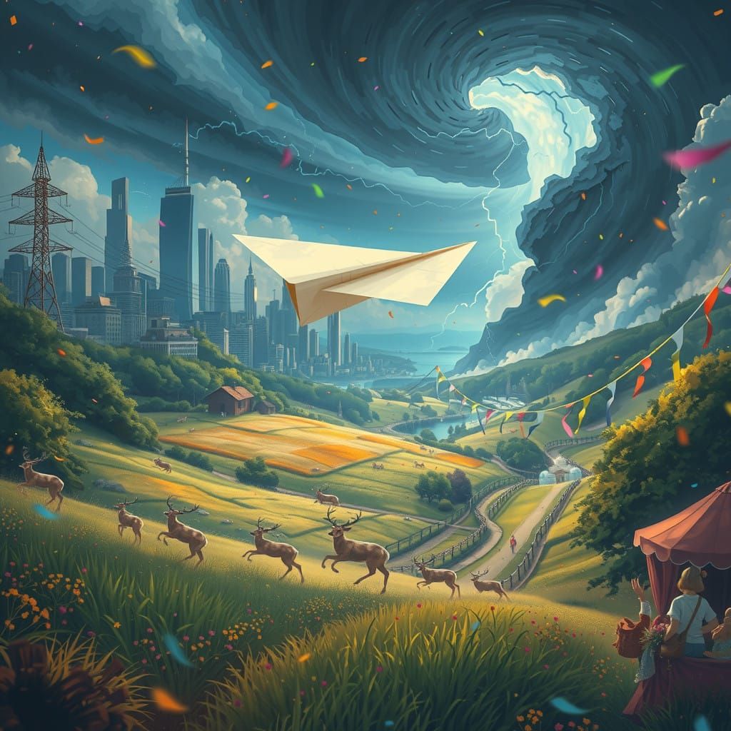 Whimsical Paper Plane Embarks on Epic Journey Through Divers...