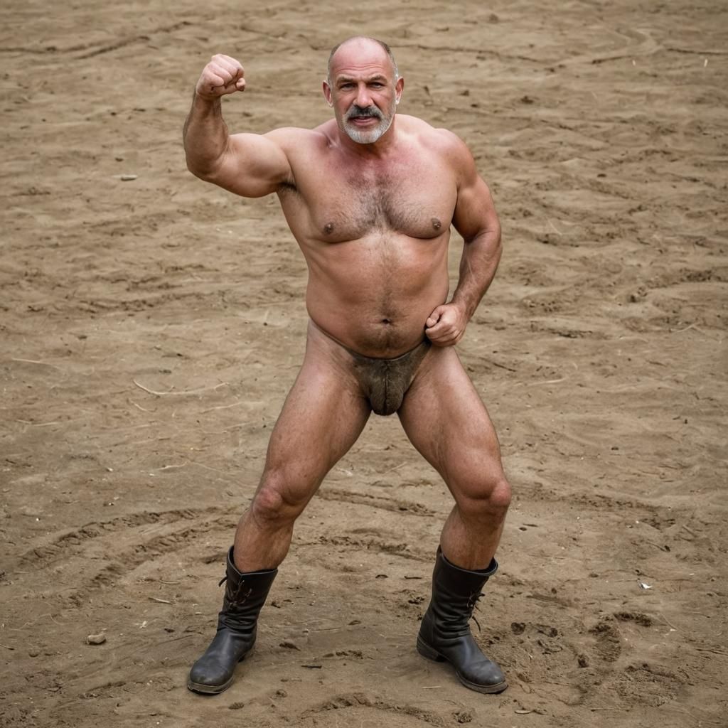 Victorious Spanish Wrestler in the Arena, Full Body Shot