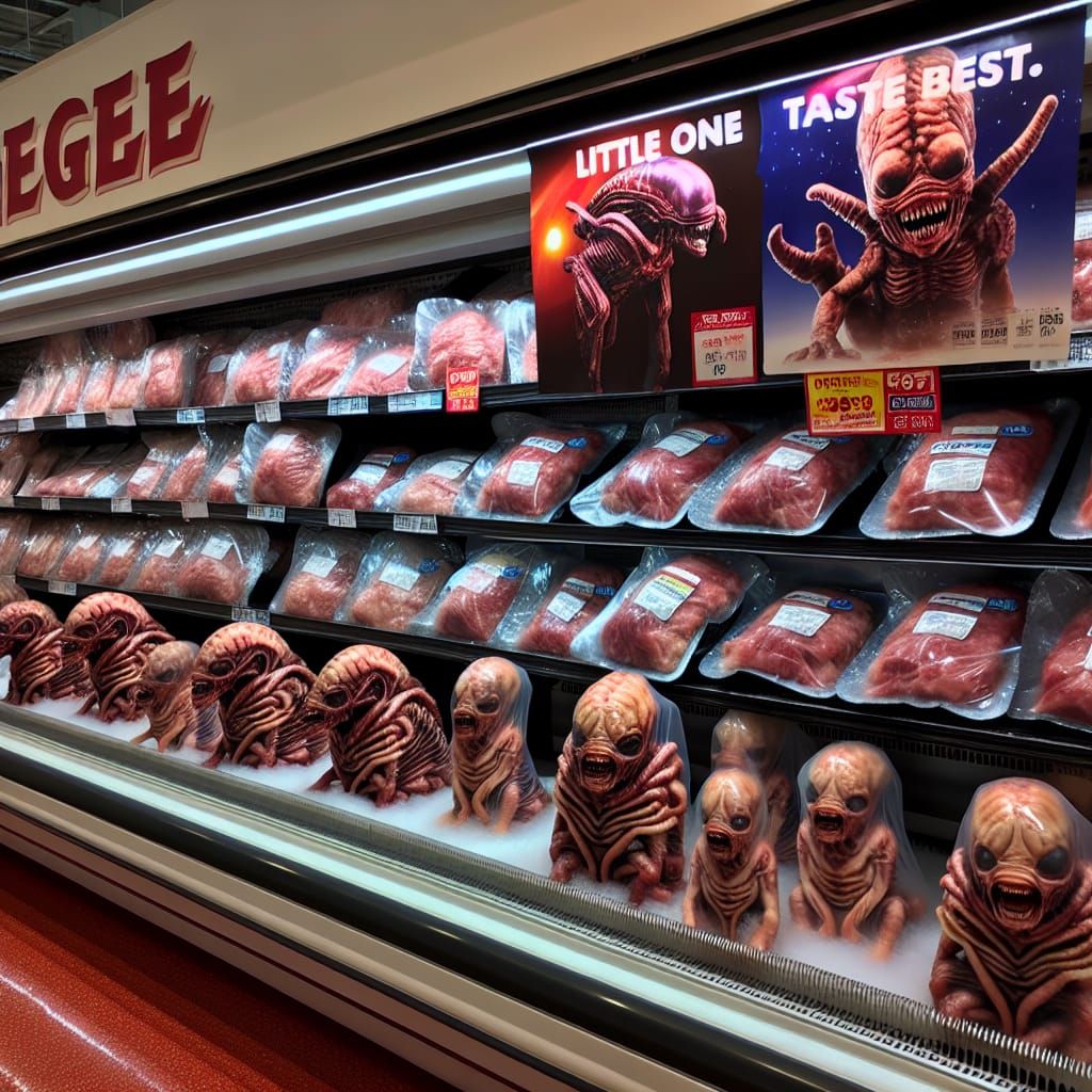 Horror-Inspired Meat Section with Mythical Creatures