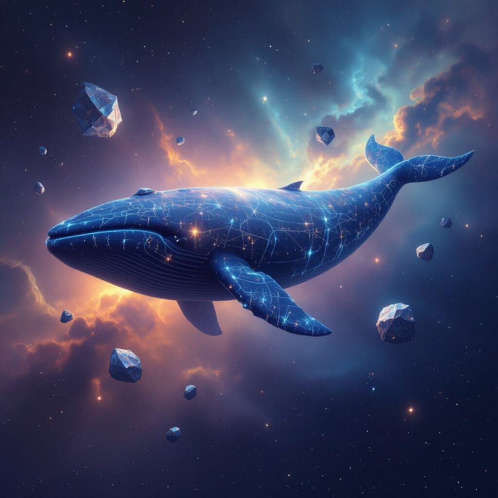 Colossal Space Whale Drifting Through Nebula