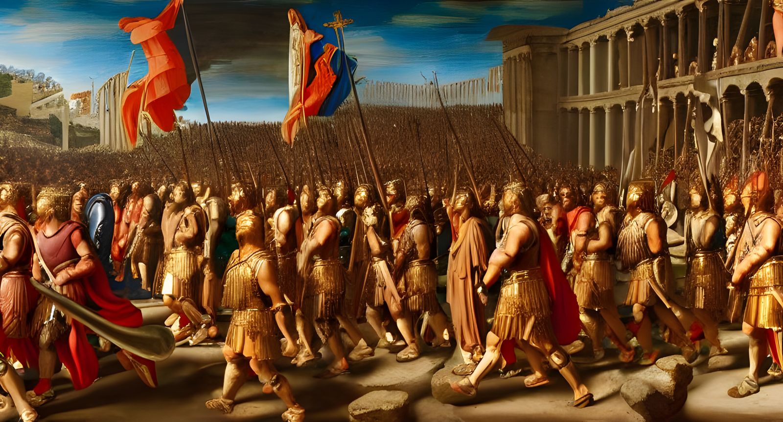 Roman Empire Army Marches to War in Renaissance Style