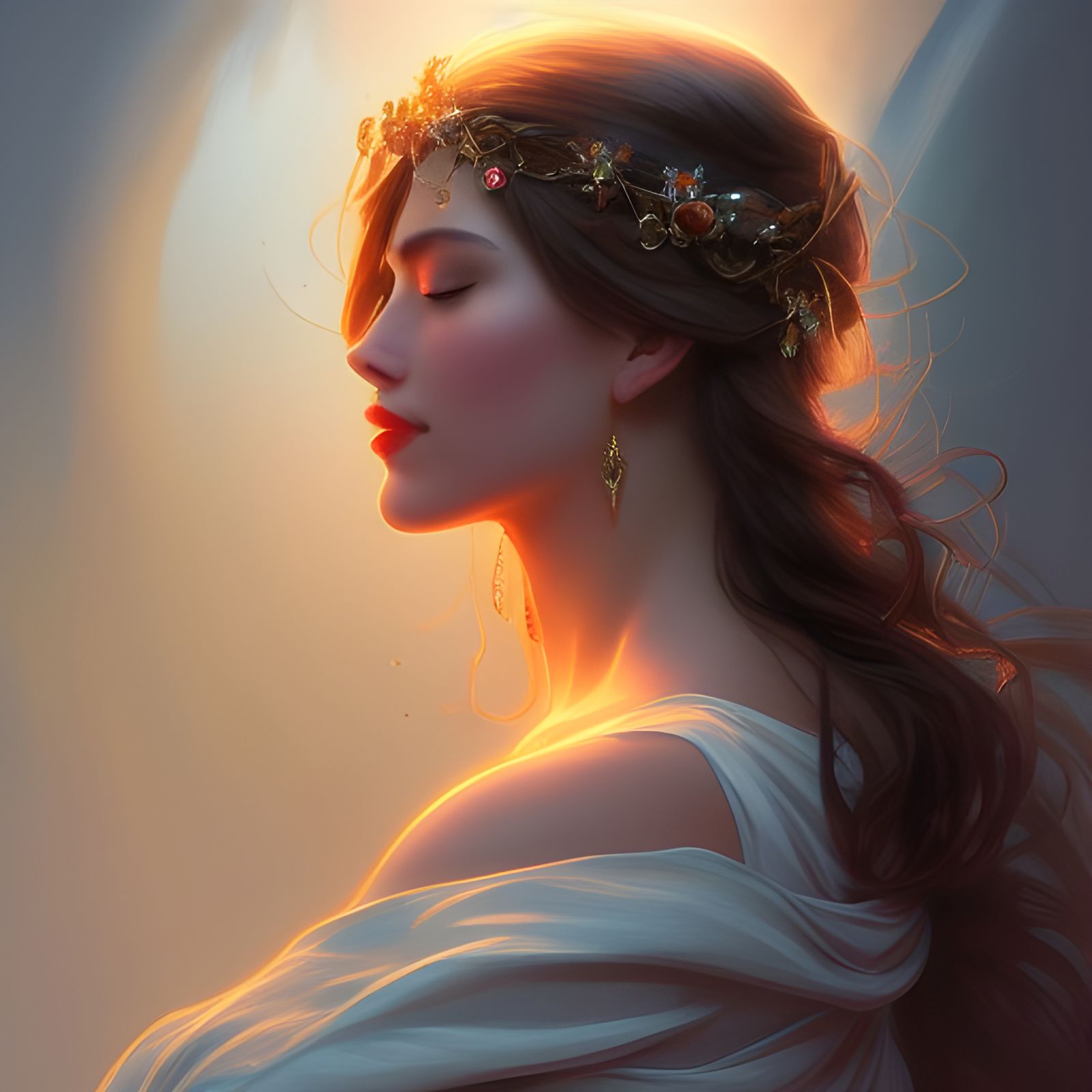 Radiant Goddess Portrait in Hyperdetailed Style