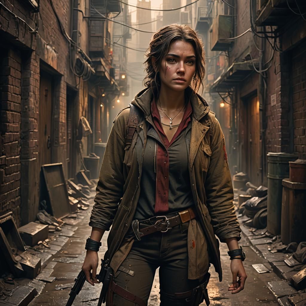 Fantasy Alleyway Portrait in Art Deco Style