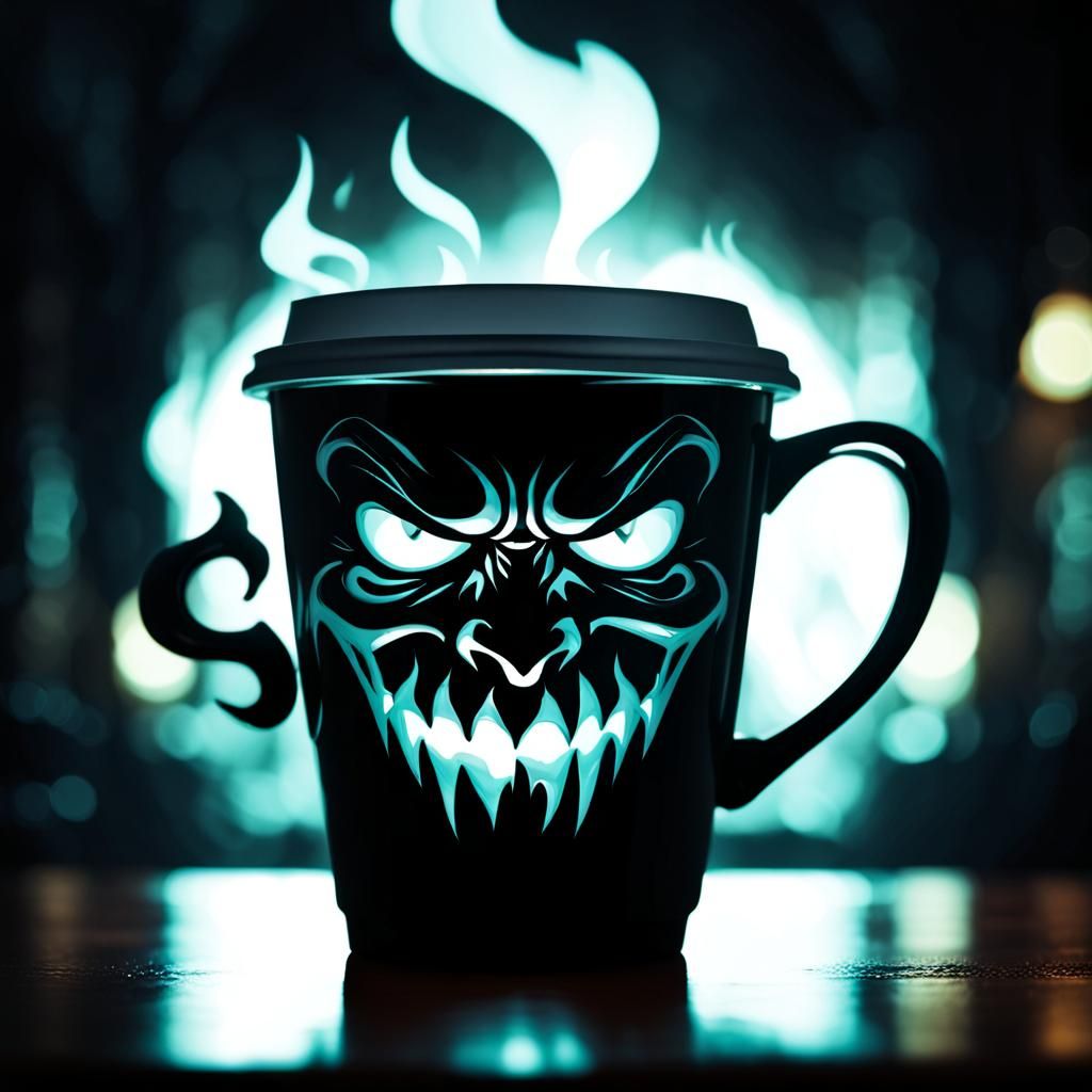 Sinister Cafe Cup with Horned Handlebars