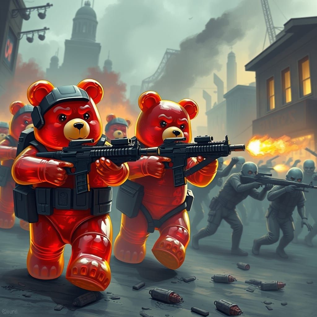 Gummy Bears vs Zombies in War-Torn City
