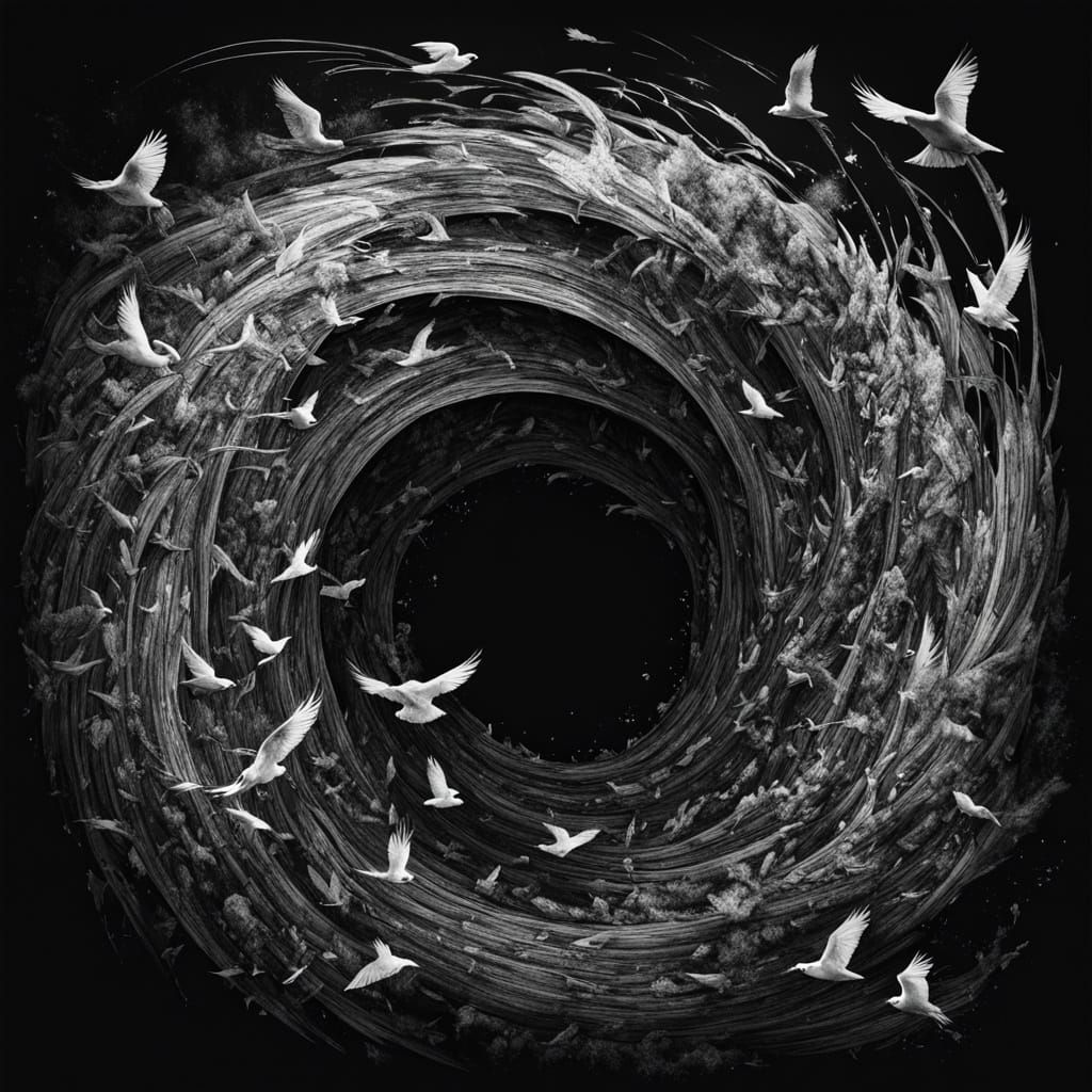 Pencil Dissolving into Graphite Birds