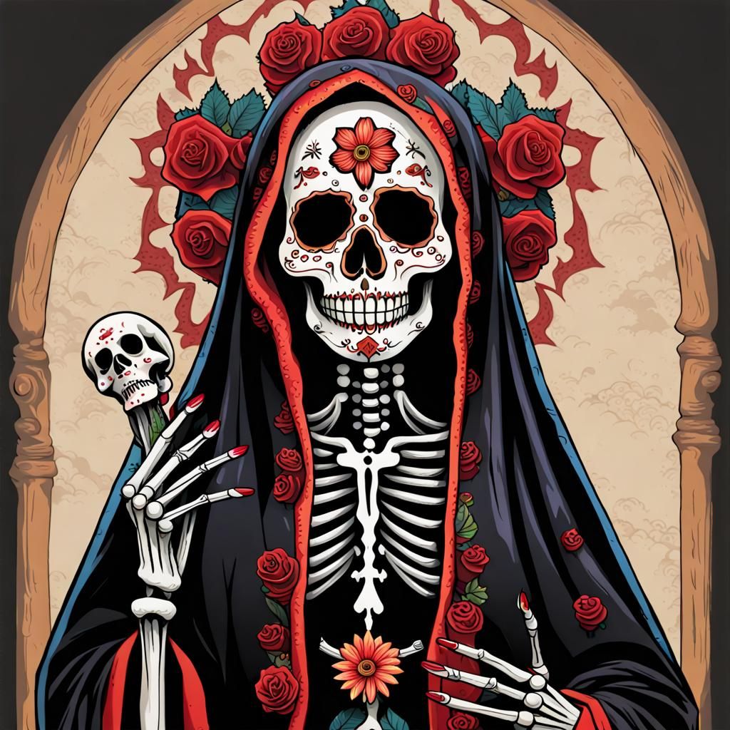Striking Santa Muerte Illustration
