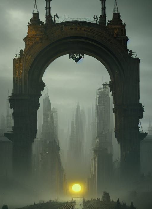 Solarpunk Sunrise Over Post-Apocalyptic Hellscape