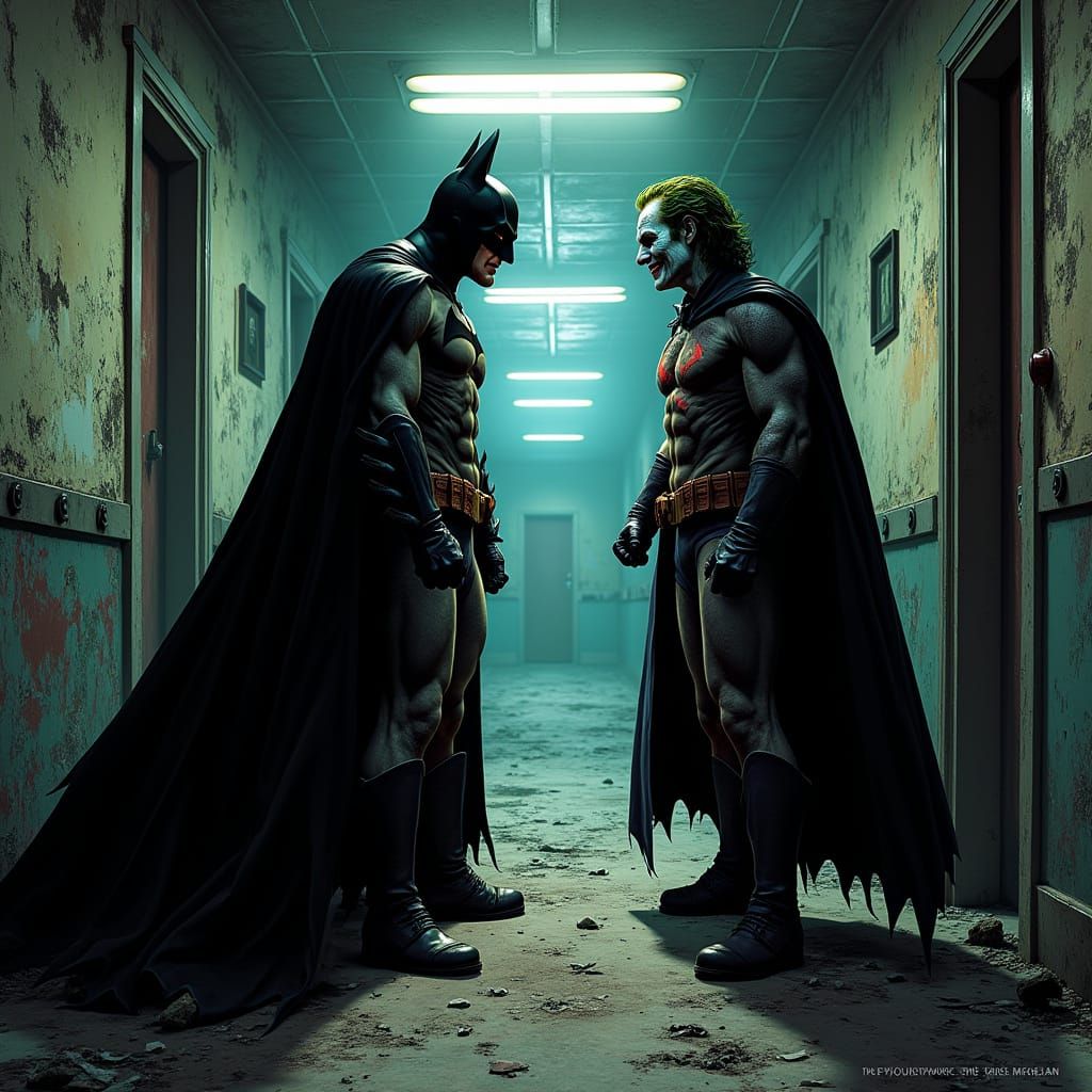 Batman Confronts Joker in Arkham Asylum Neo-Noir Style