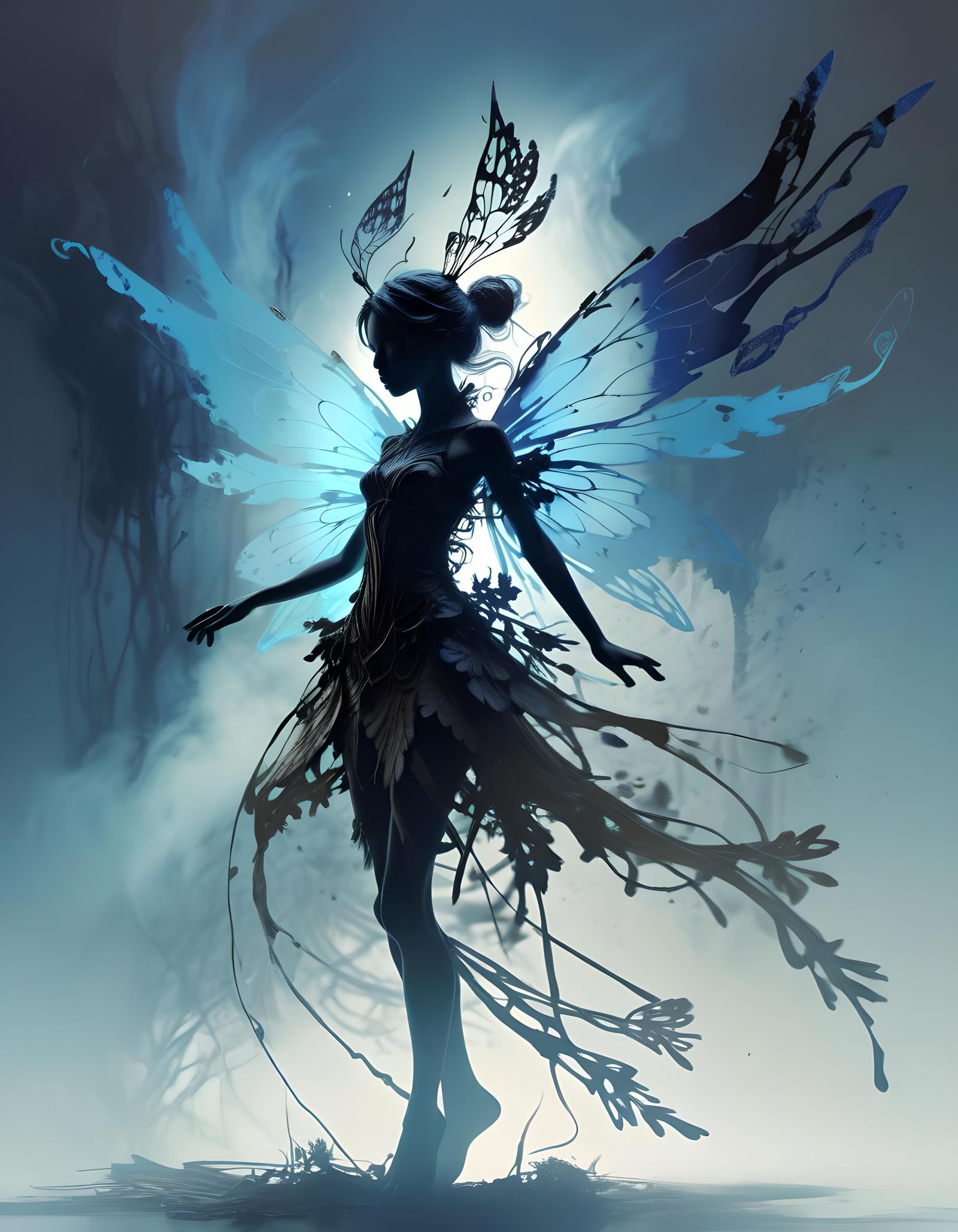 Ethereal Fae Silhouette with Intricate Details