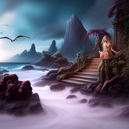 Fantastical Mermaid Family: Detailed Matte Painting
