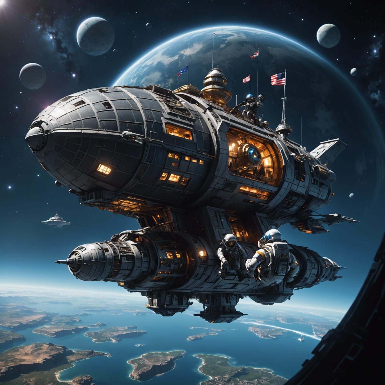 Intergalactic Pirate Ship with Astronaut Figurehead