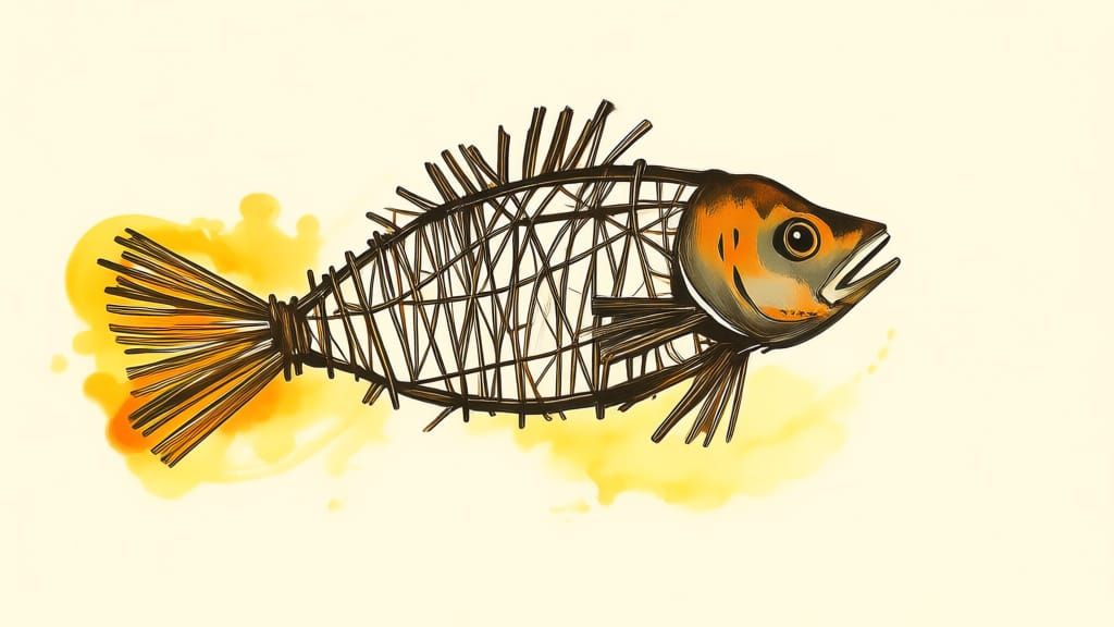 Twig Fish at Golden Hour in Abstract Expressionism