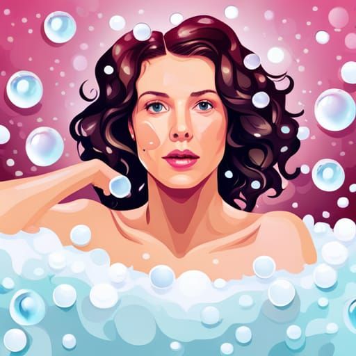 Woman Relaxing in a Bubbly Bubble Bath