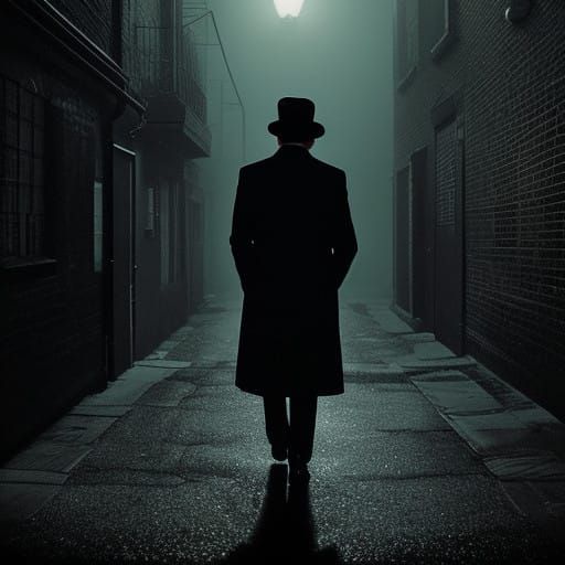 Gritty Film-Noir Detective Scene in High-Contrast Lighting