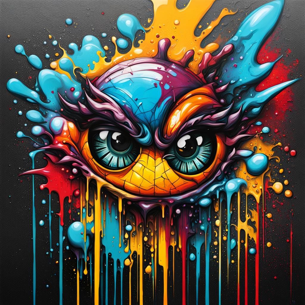 Colorful Graffiti Art with Oil Gouache Textures