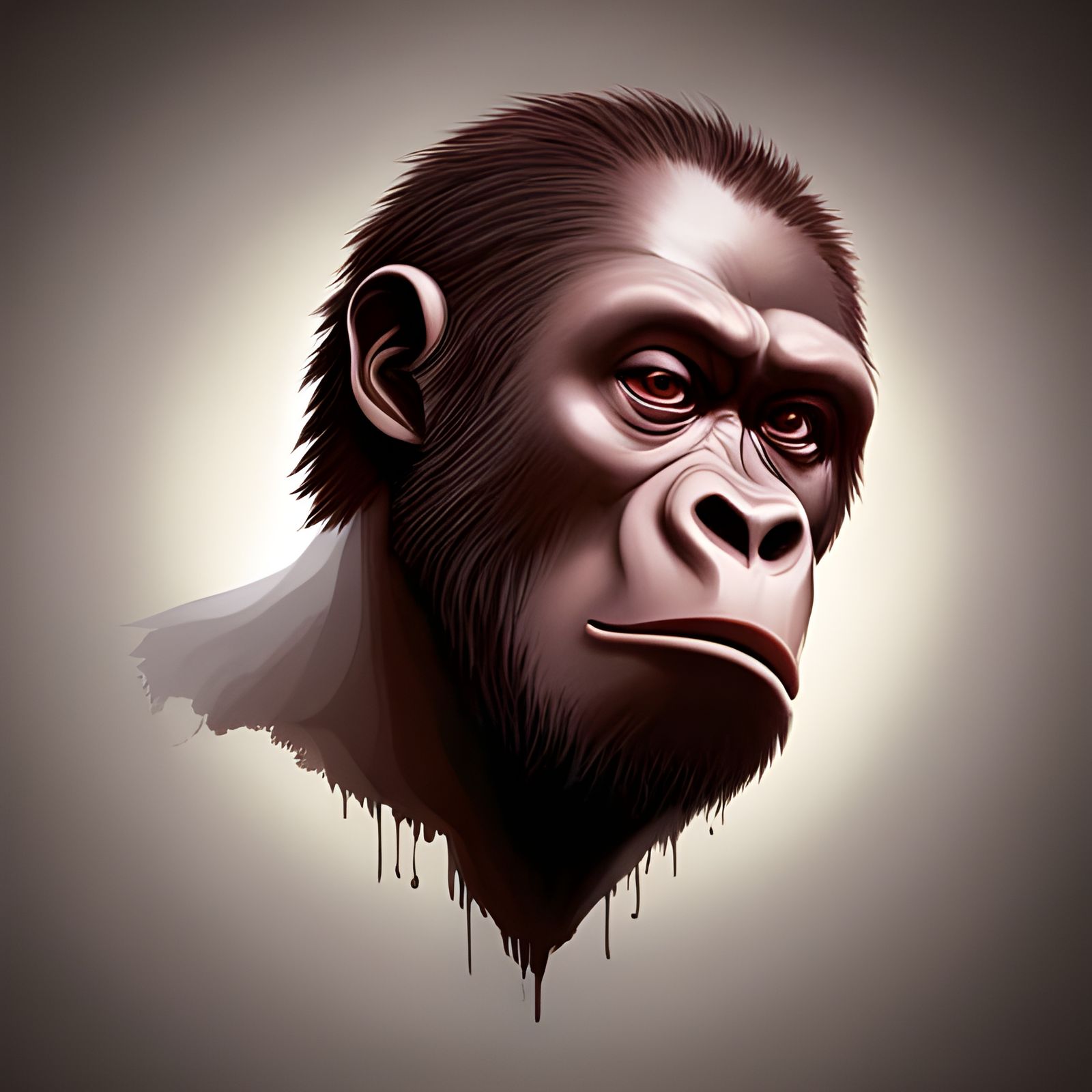 Hyperrealistic Chocolate Gorilla Splash Art