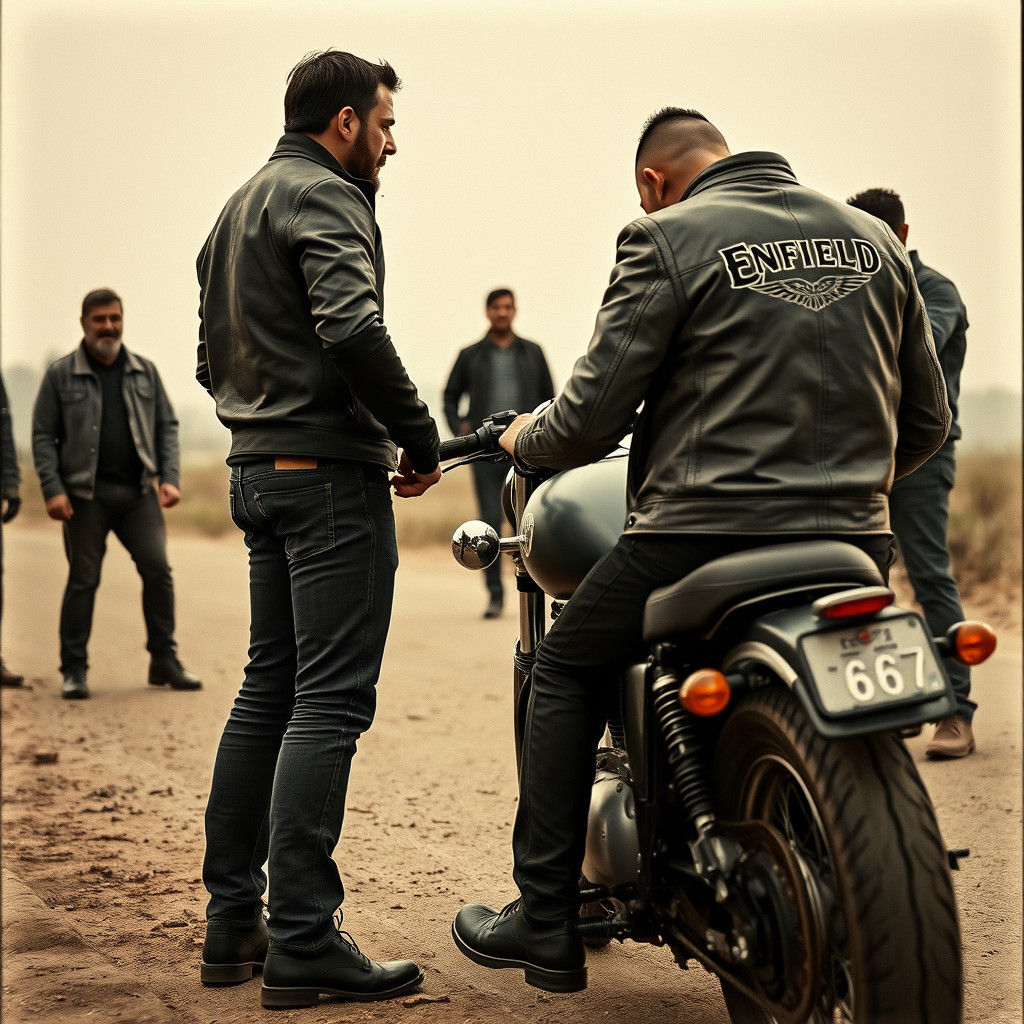 Biker Gang Showdown in Sepia Portrait