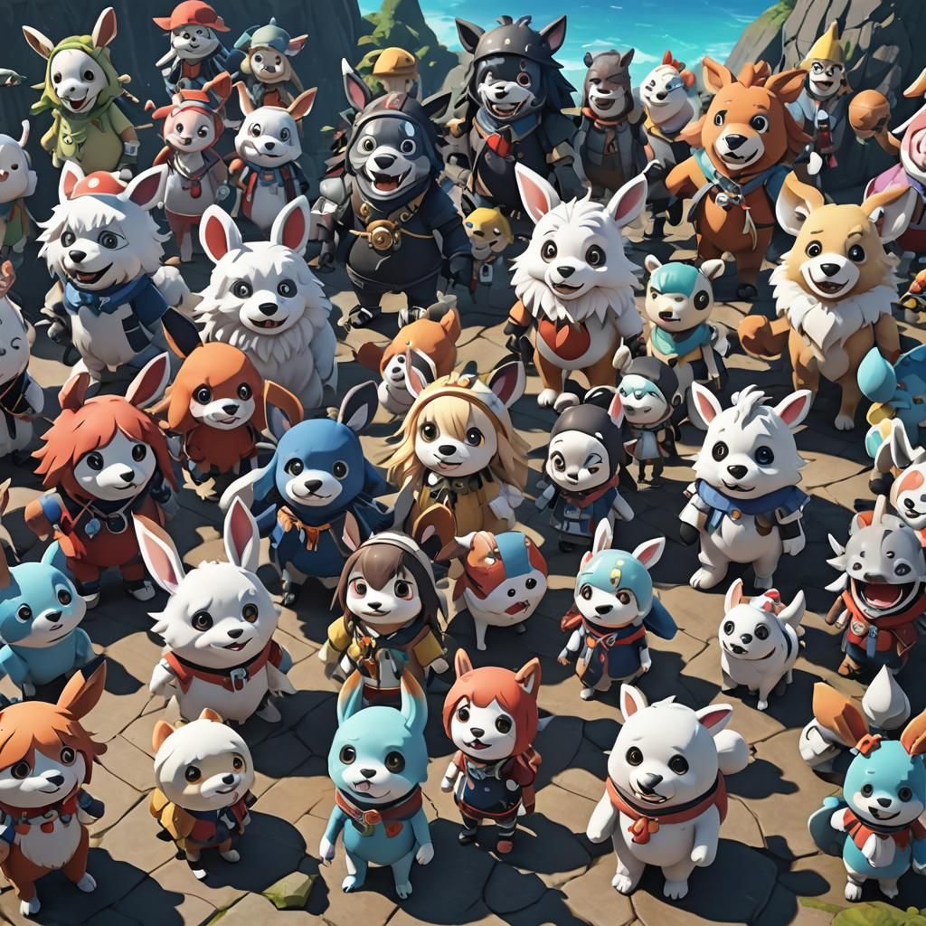 Island of Misfit Mascots in 3D Anime Art