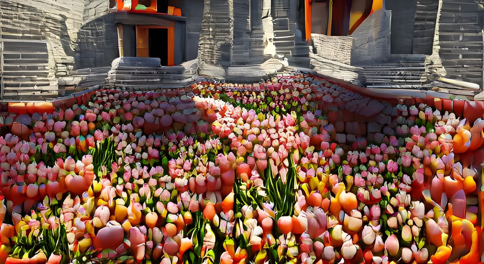 Tulip Temple in Hyperreal Style