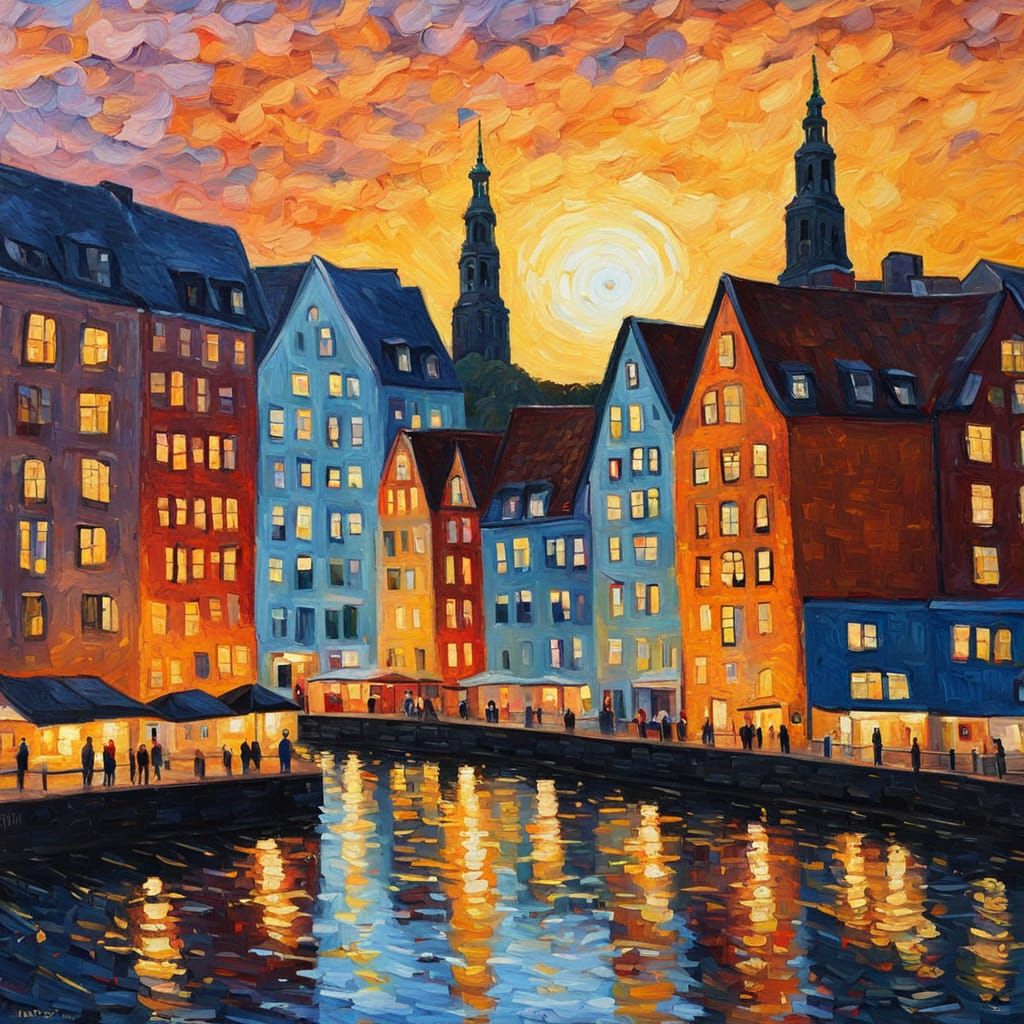 Oslo Cityscape in Expressionist Neo-Impressionism Style