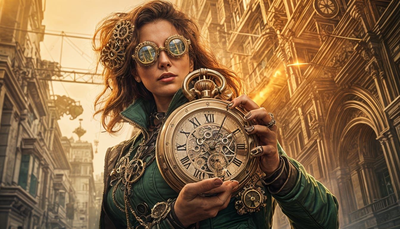 Steampunk Time Guardian with Pocket Watch