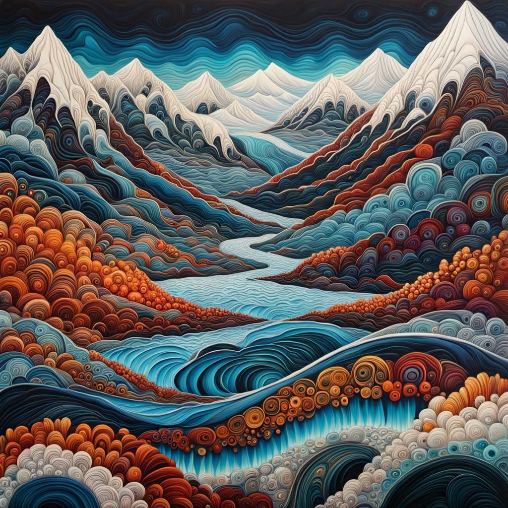 Detailed Encaustic Arctic Landscape in Acrylic