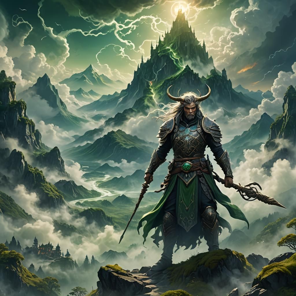 Epic Fantasy Matte Painting of Lunox with Staff